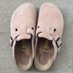 Blush Pink Suede Birkenstock Clogs